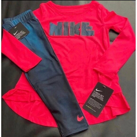 NWT Nike Peplum Tunic & Leggings Set Girls Size 2T - Picture 1 of 4